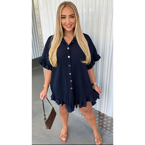 Ladies Ruffle Pleated Dress