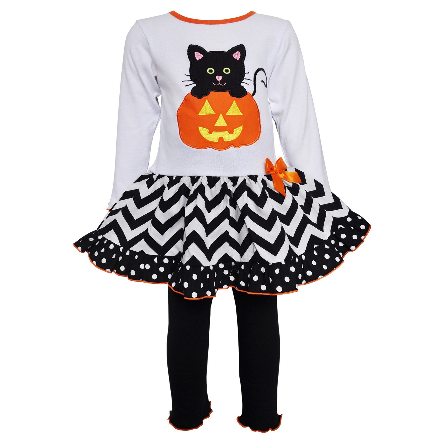 Halloween Orange Pumpkin & Black Cat Dress