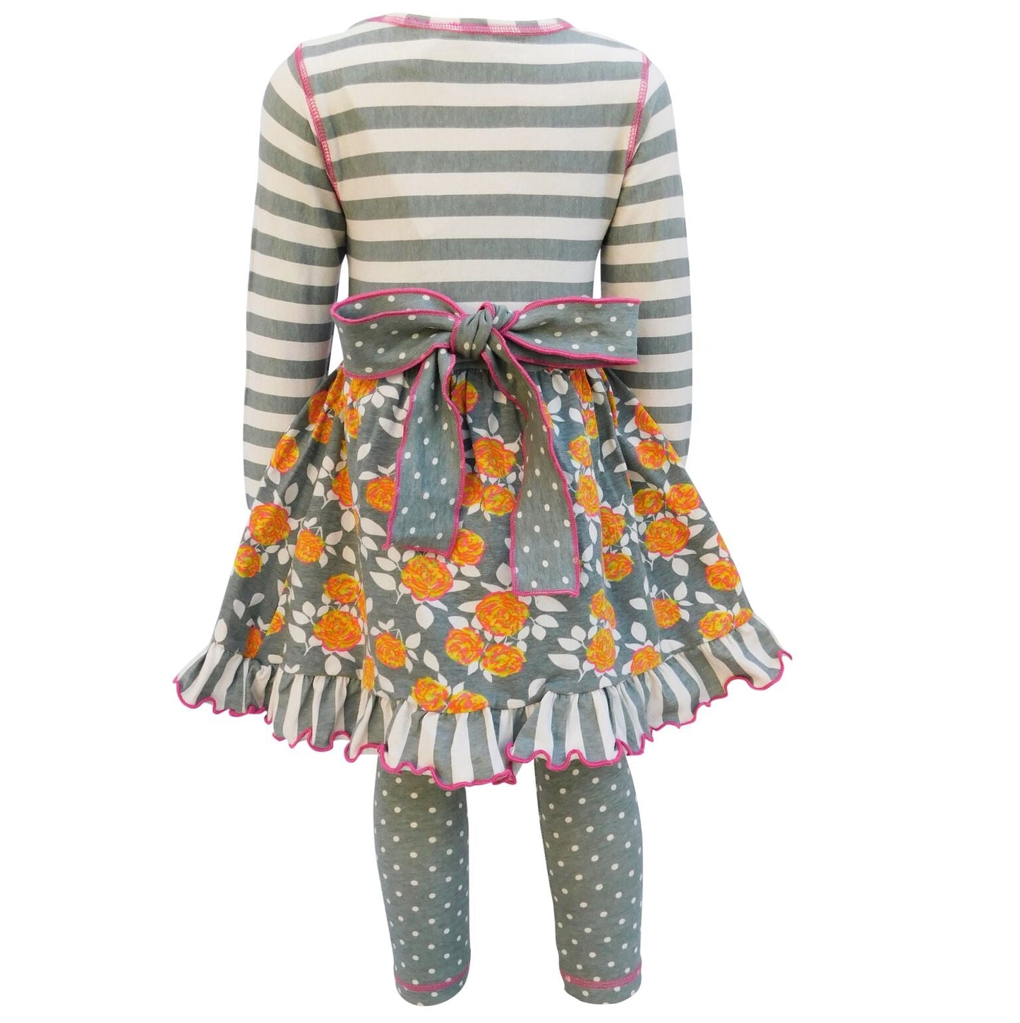 Floral & Striped Dress & Polka Dot Leggings