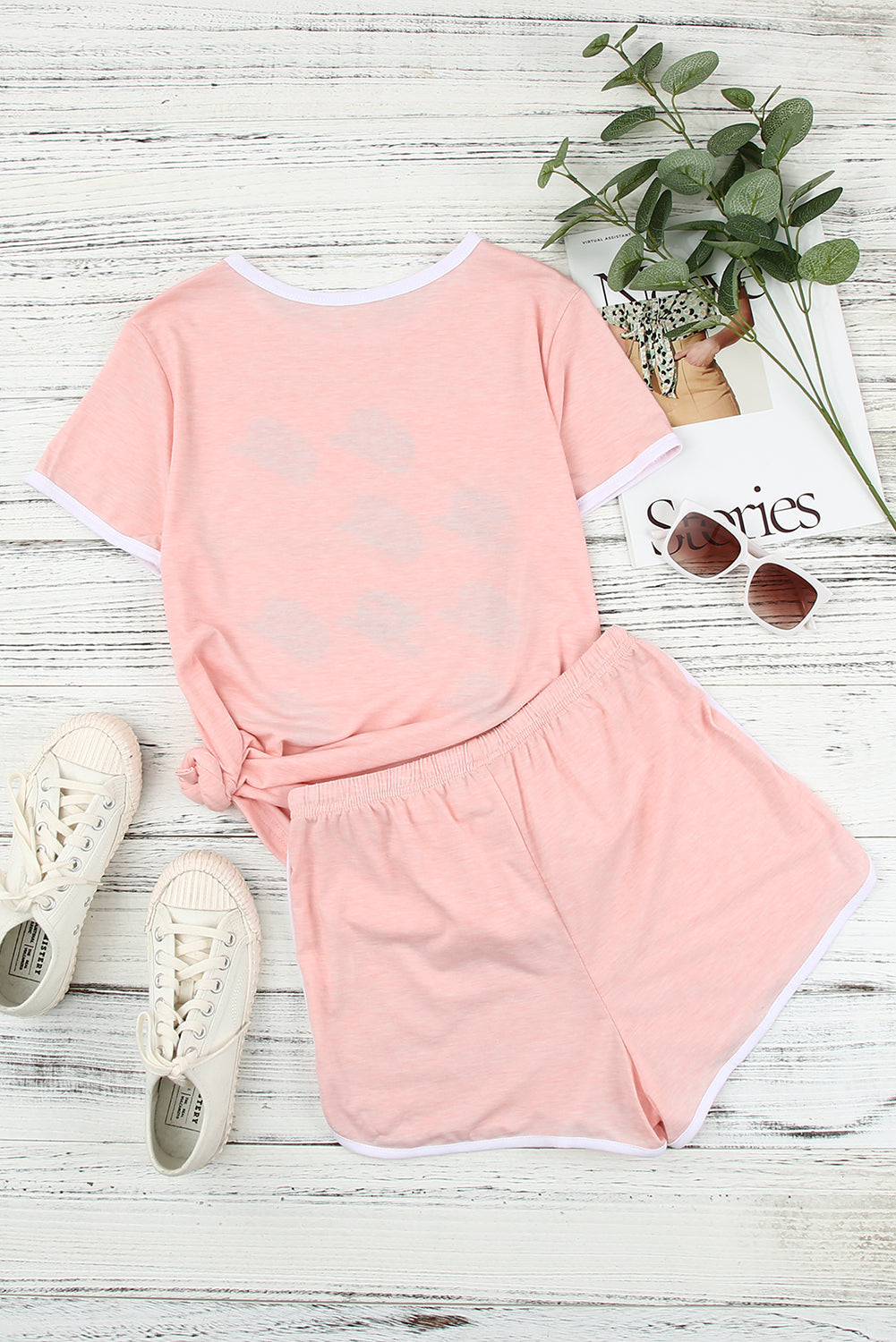 Leopard Hat Print Short Sleeve T-Shirt & Shorts
