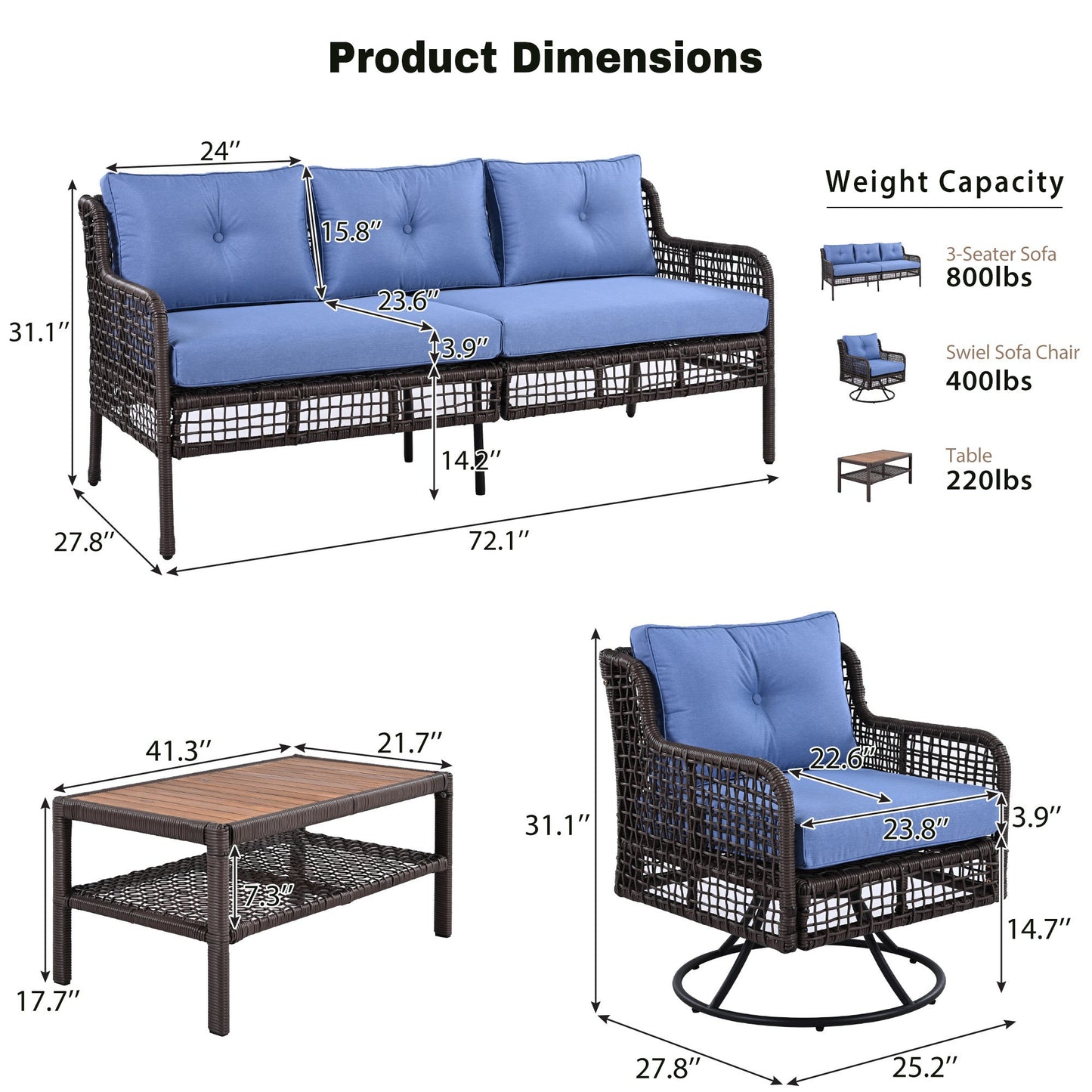 4 Piece Patio Furniture Set