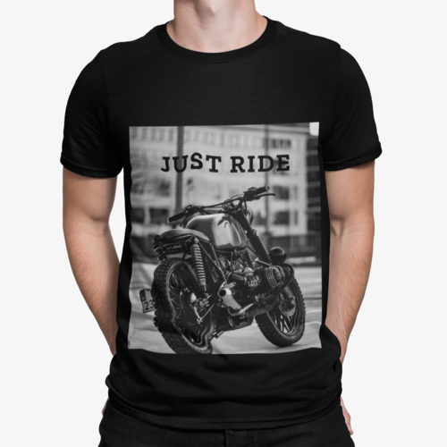 Motorcycle Just Ride Heavy Printed Cotton T-Shirt