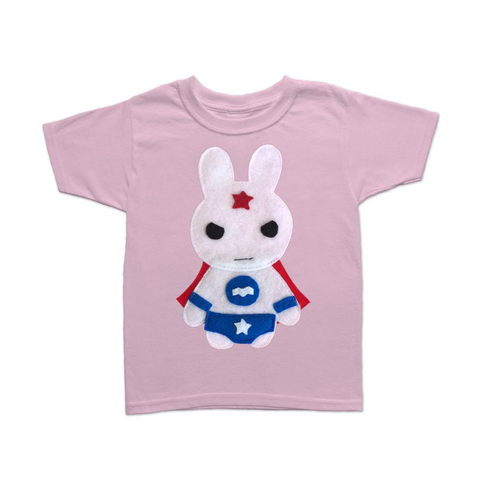 Kids Superhero Shirt - Team Super Animals - Star Bunny