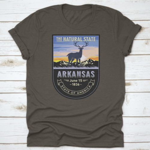 Arkansas, Emblem Of The U.S. State, Deer At Dawn On A Mountain, Dark
