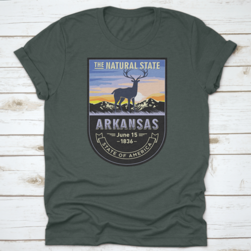 Arkansas, Emblem Of The U.S. State, Deer At Dawn On A Mountain, Dark