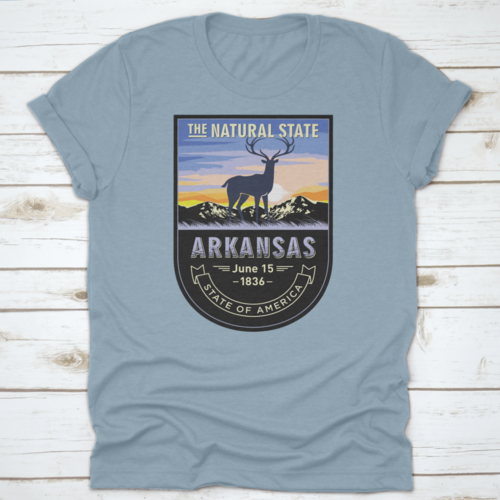 Arkansas, Emblem Of The U.S. State, Deer At Dawn On A Mountain, Dark