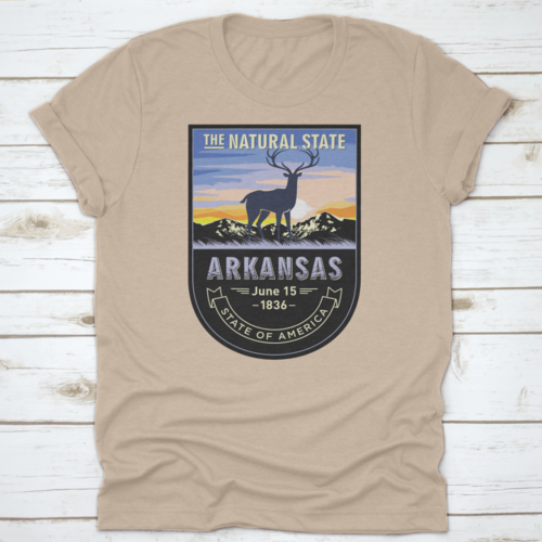 Arkansas, Emblem Of The U.S. State, Deer At Dawn On A Mountain, Dark