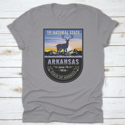 Arkansas, Emblem Of The U.S. State, Deer At Dawn On A Mountain, Dark