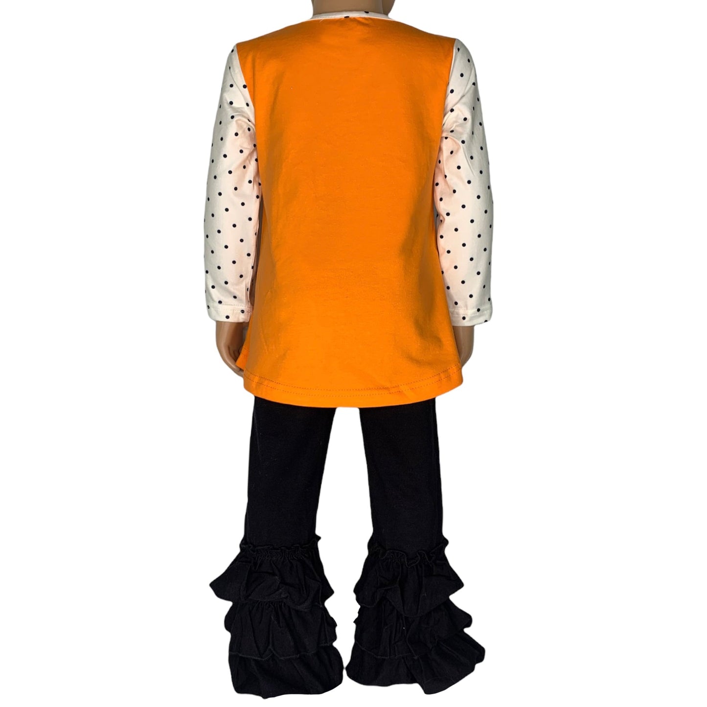 Pumpkin Top & Black Ruffle Pants Set