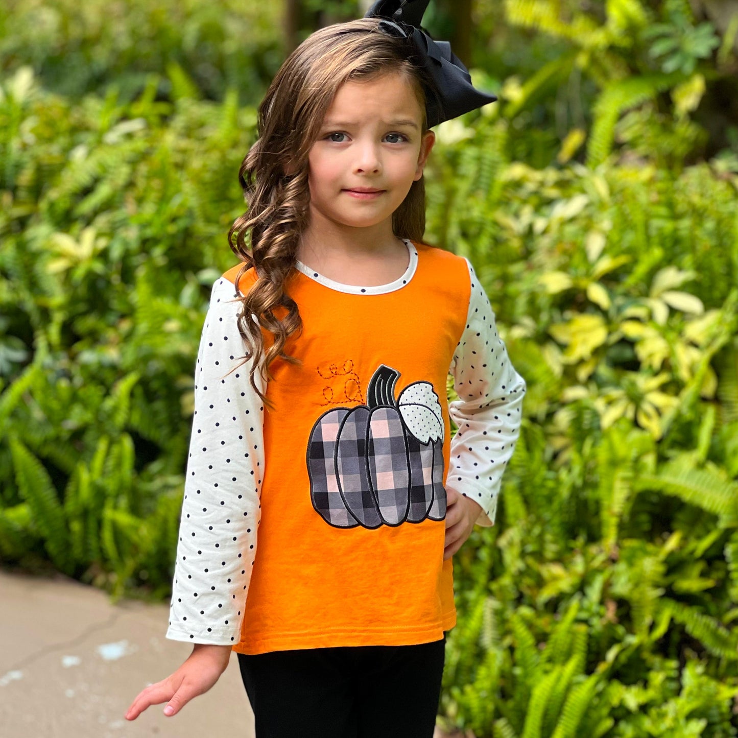 Pumpkin Top & Black Ruffle Pants Set