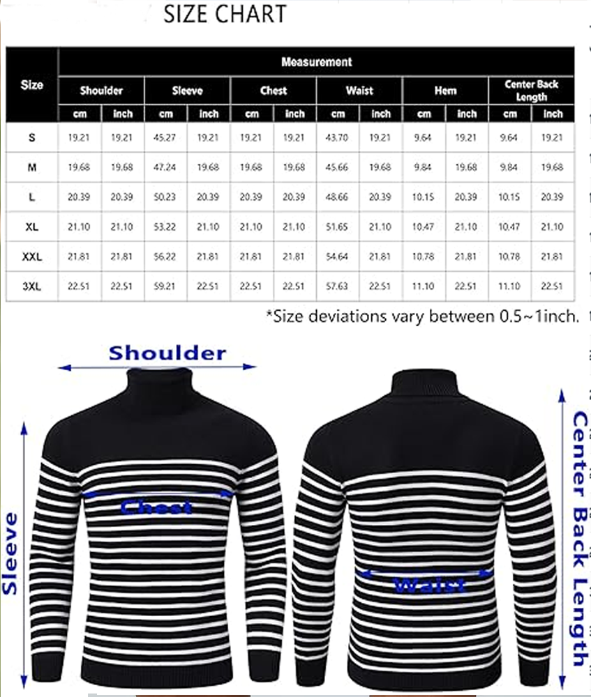 Men's Striped Turtleneck Sweater