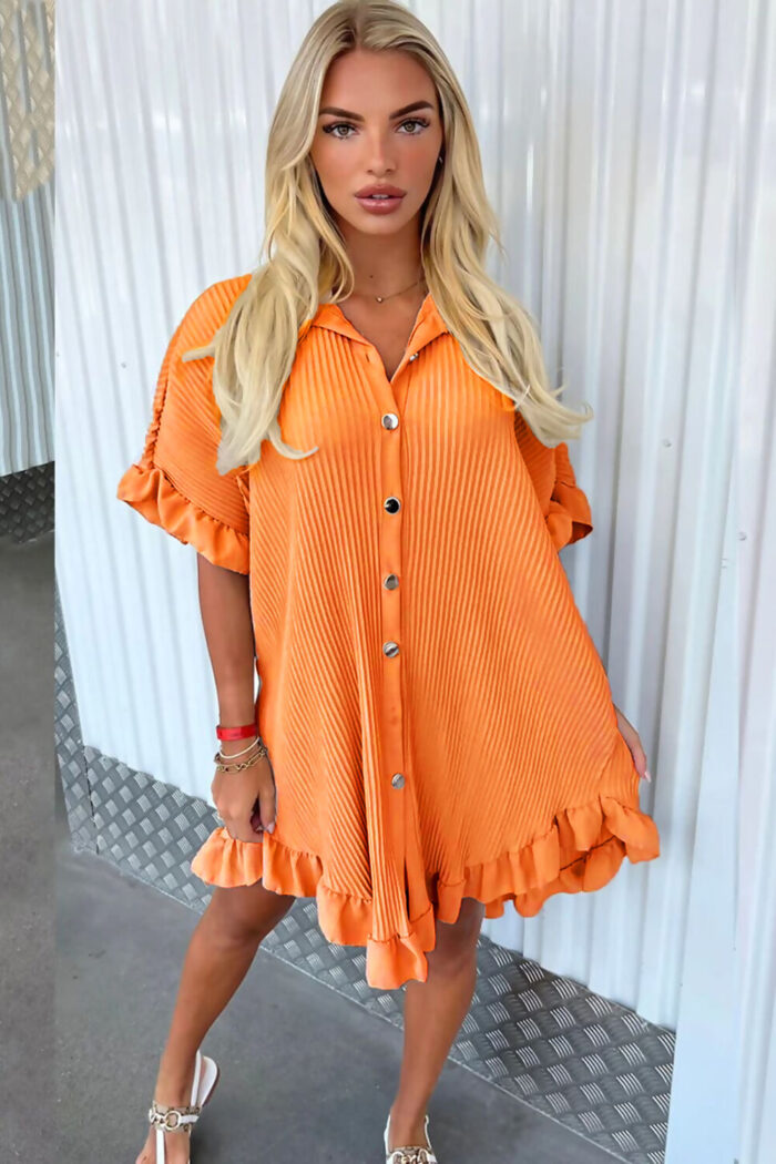 Ladies Ruffle Pleated Dress