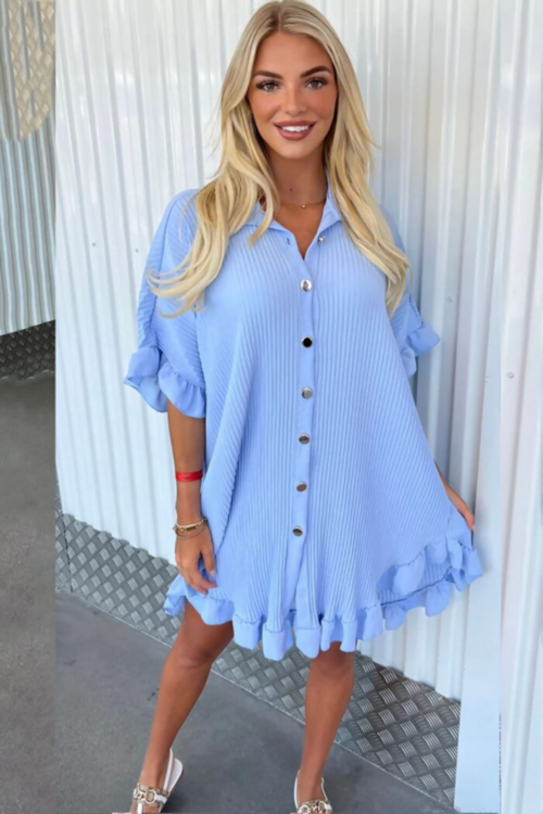 Ladies Ruffle Pleated Dress