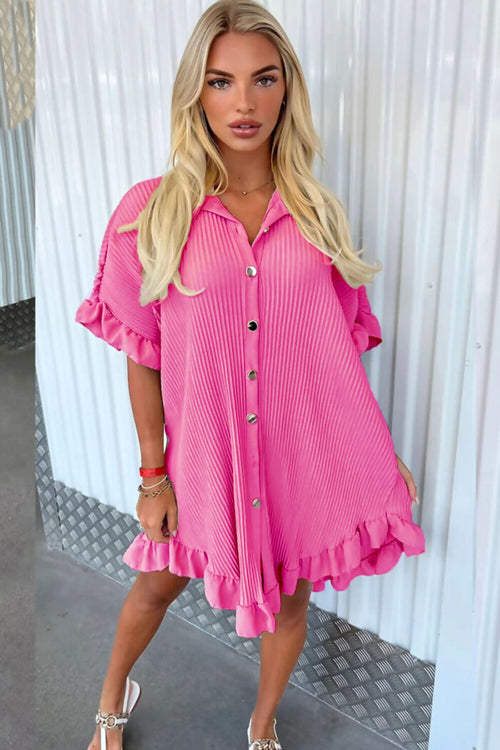 Ladies Ruffle Pleated Dress