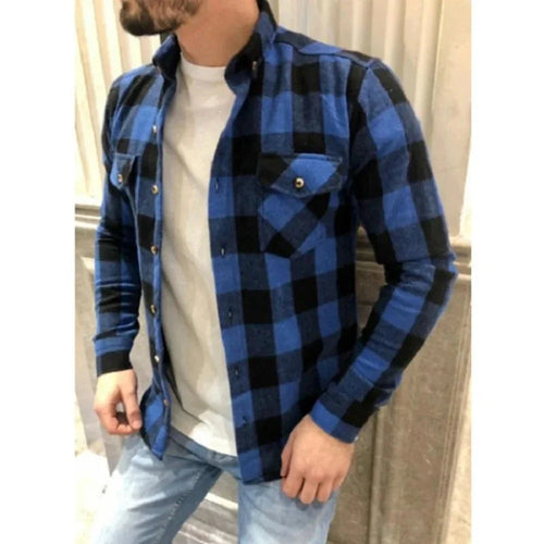 Dual Pocket Long Sleeve Checkered Shirt