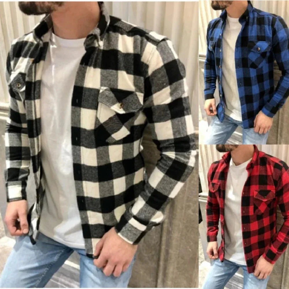 Dual Pocket Long Sleeve Checkered Shirt