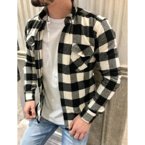 Dual Pocket Long Sleeve Checkered Shirt