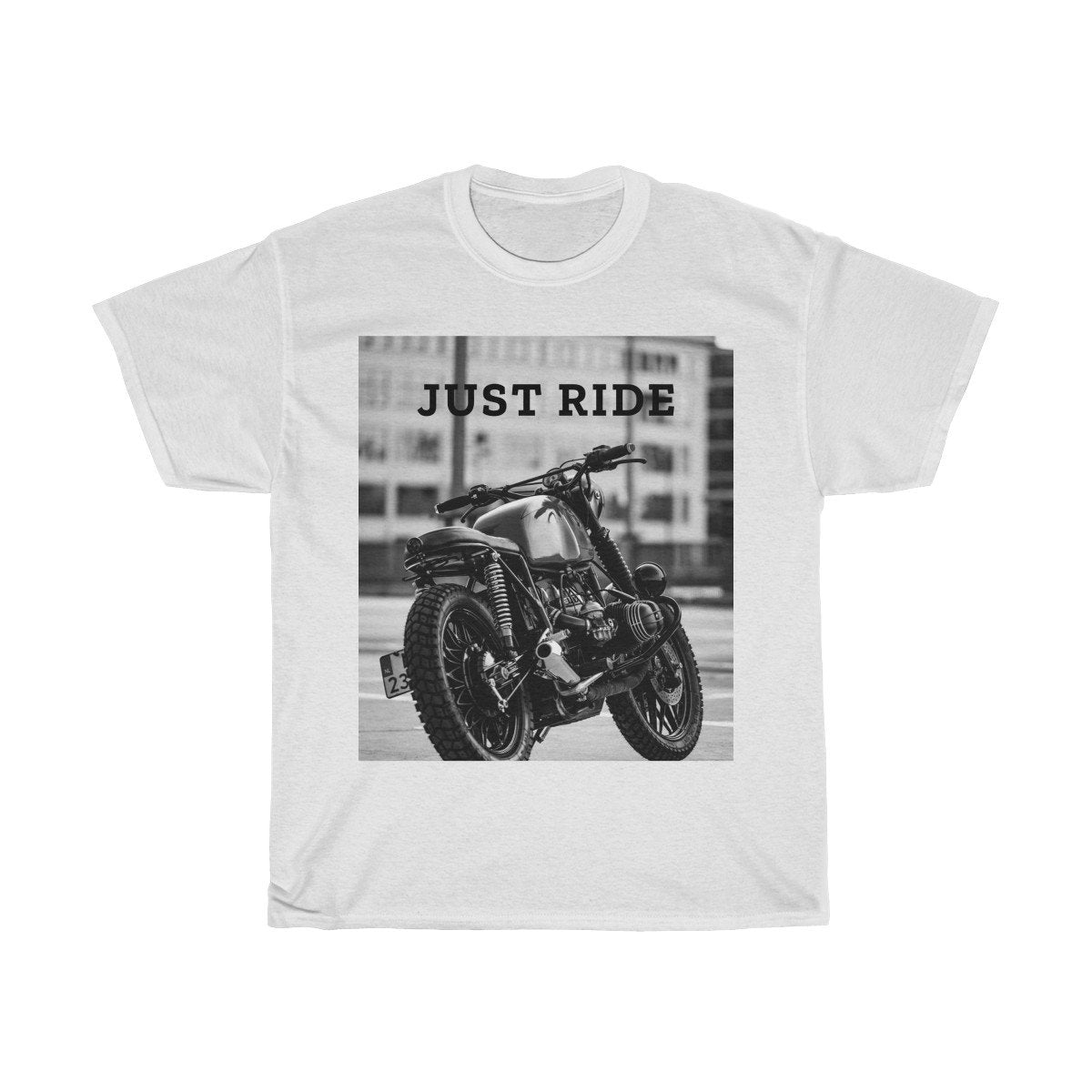 Motorcycle Just Ride Heavy Printed Cotton T-Shirt
