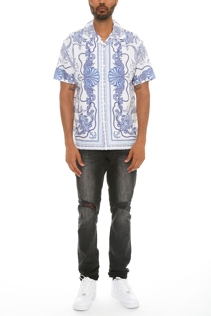 Paisley Print Button Down Shirt