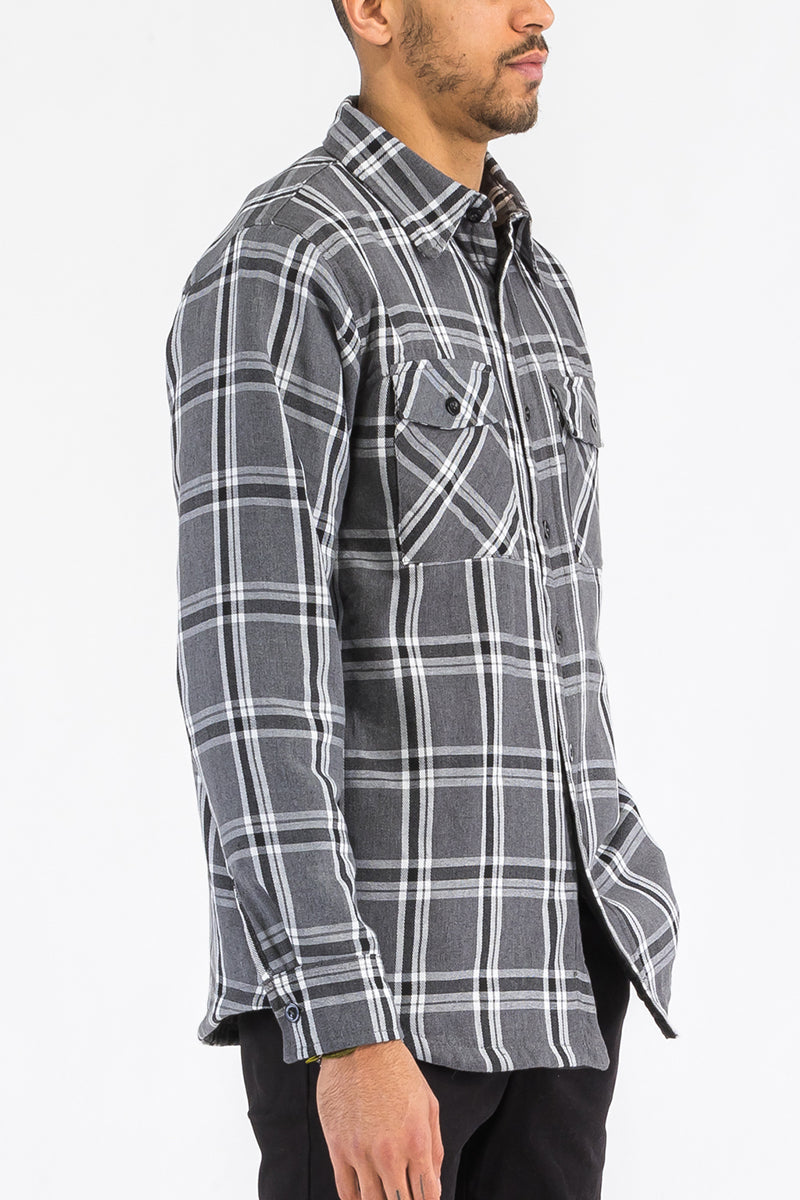 Quilted Flannel Shirt Shacket Padded Lined Jacket FL305
