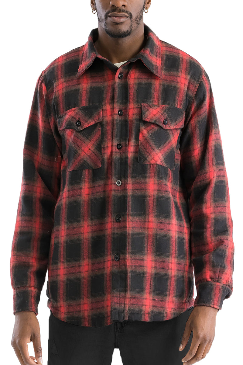 Quilted Flannel Shirt Shacket Padded Lined Jacket FL302