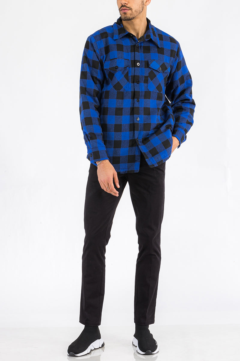 Quilted Flannel Shirt Shacket Padded Lined Jacket FL301