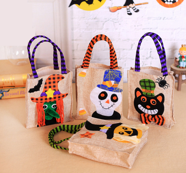 Halloween Decoration Trick or Treat Tote Candy Sacks Bags for Kids