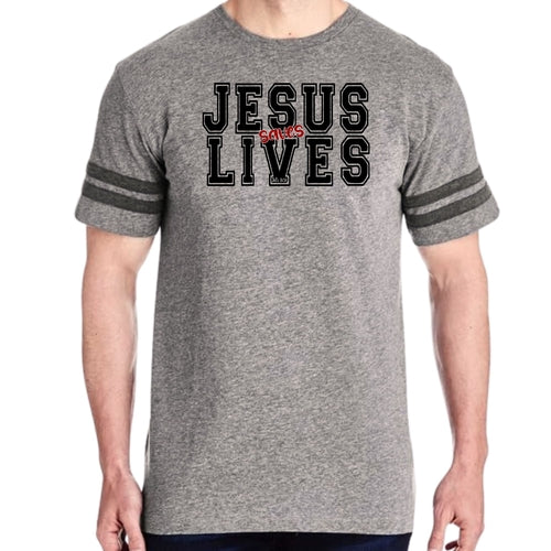 Mens Vintage Sport Graphic T-shirt Jesus Saves Lives Black Red