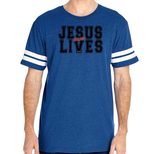 Mens Vintage Sport Graphic T-shirt Jesus Saves Lives Black Red