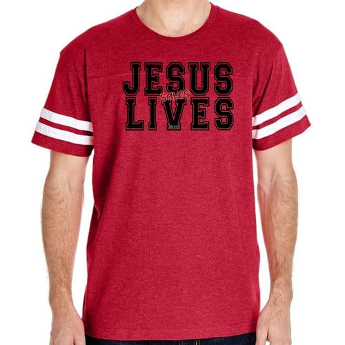 Mens Vintage Sport Graphic T-shirt Jesus Saves Lives Black Red