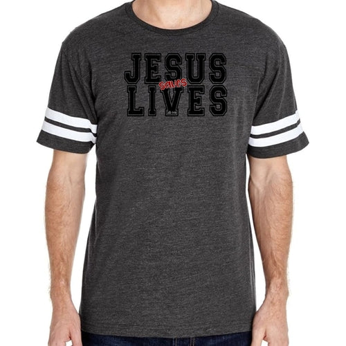 Mens Vintage Sport Graphic T-shirt Jesus Saves Lives Black Red