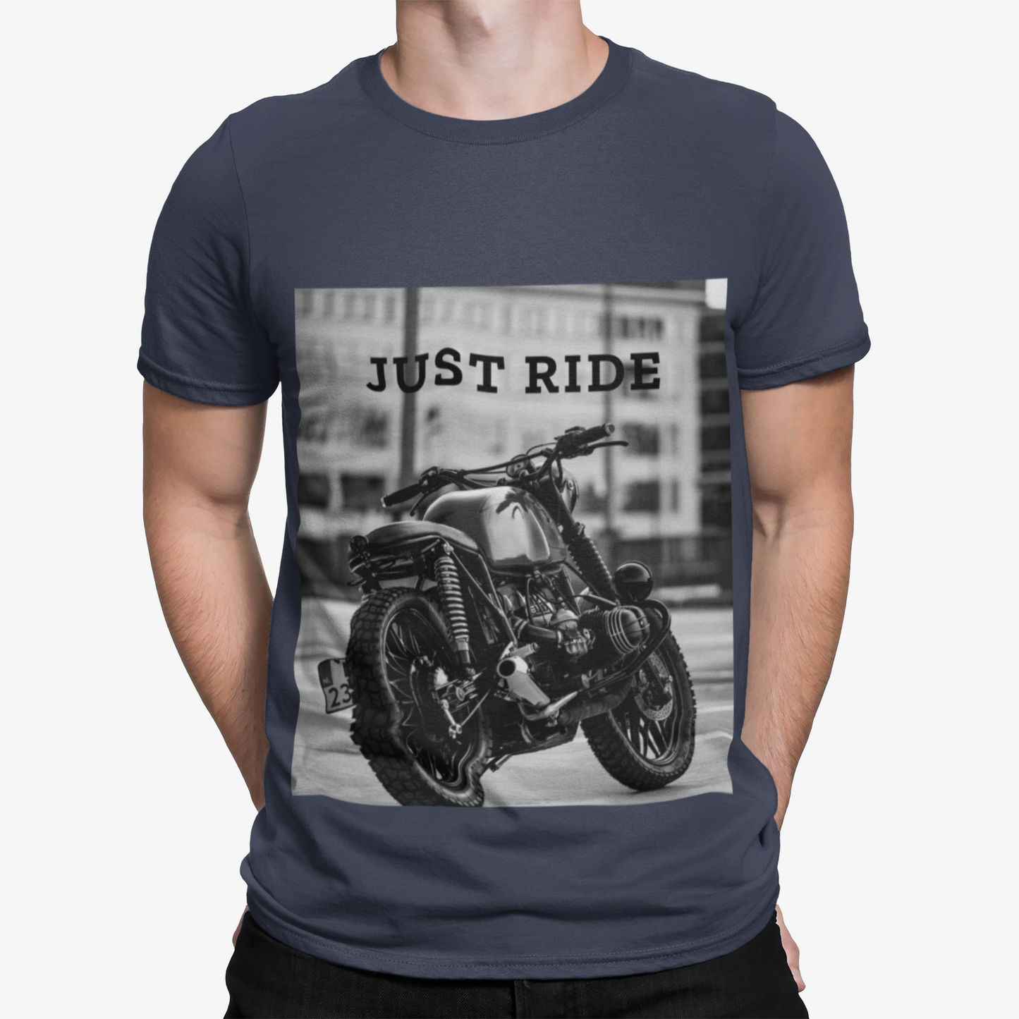 Motorcycle Just Ride Heavy Printed Cotton T-Shirt