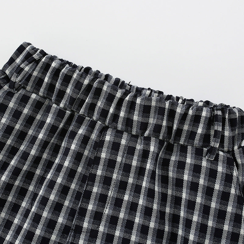 Baby Fashion Plaid Pattern Elastic Waist Design Casual Pants