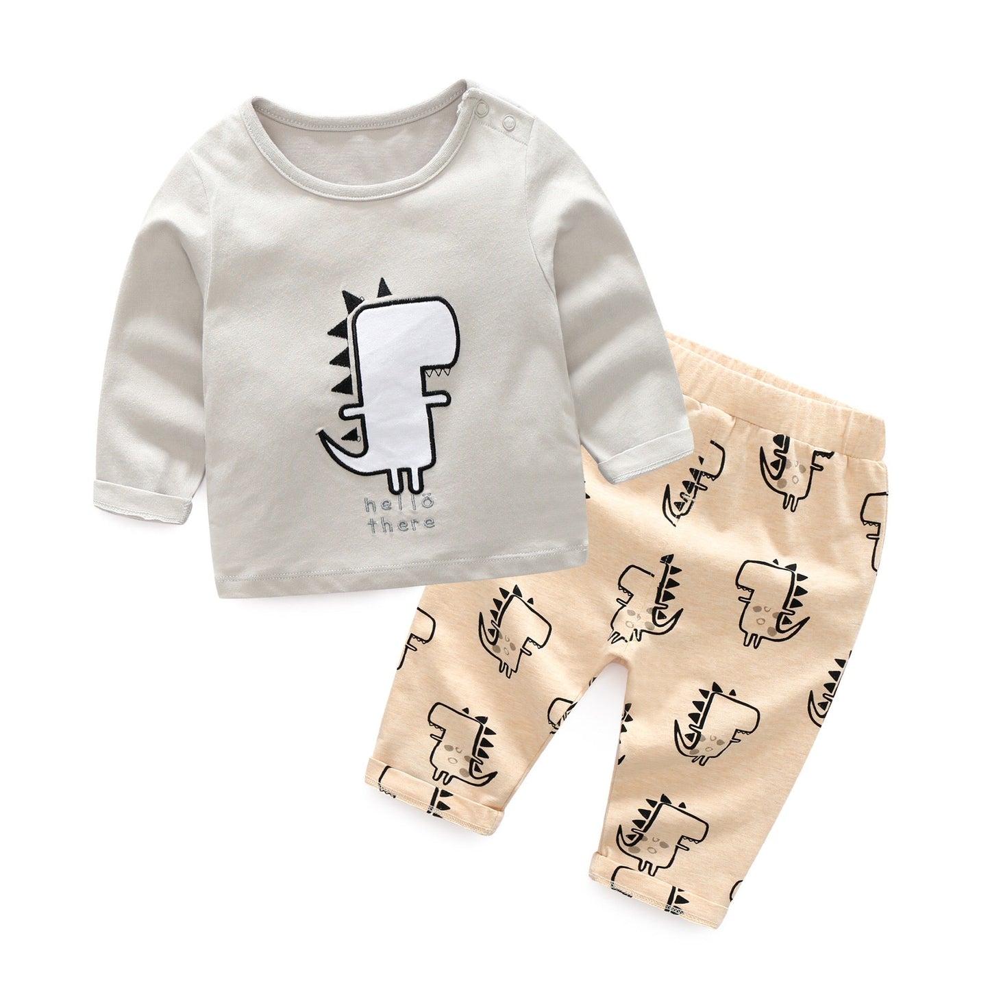 Baby Boy Cartoon Pattern Shirt & Pants Set
