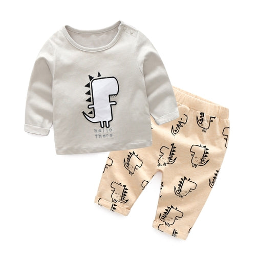 Baby Boy Cartoon Pattern Shirt & Pants Set