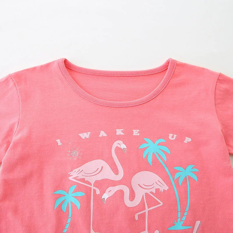 Summer Baby Kids Cute Flamingo Pattern T-shirt and Shorts Clothing Set