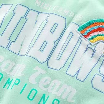 Baby Girl Rainbow Pattern Contrast Design Pullover Hoodie Combo Pants