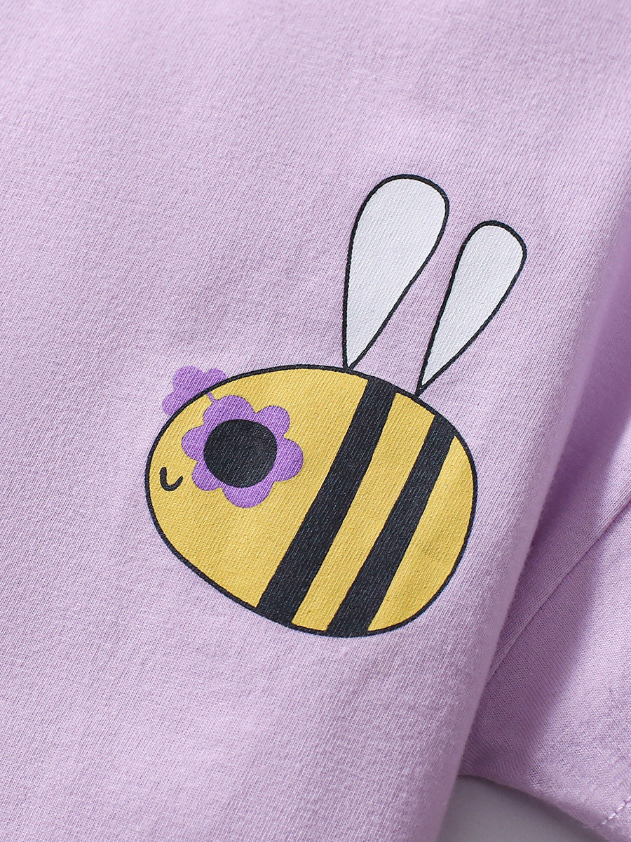 Baby Kids Bees Cartoon Pattern T-shirt and Shorts Clothing Set