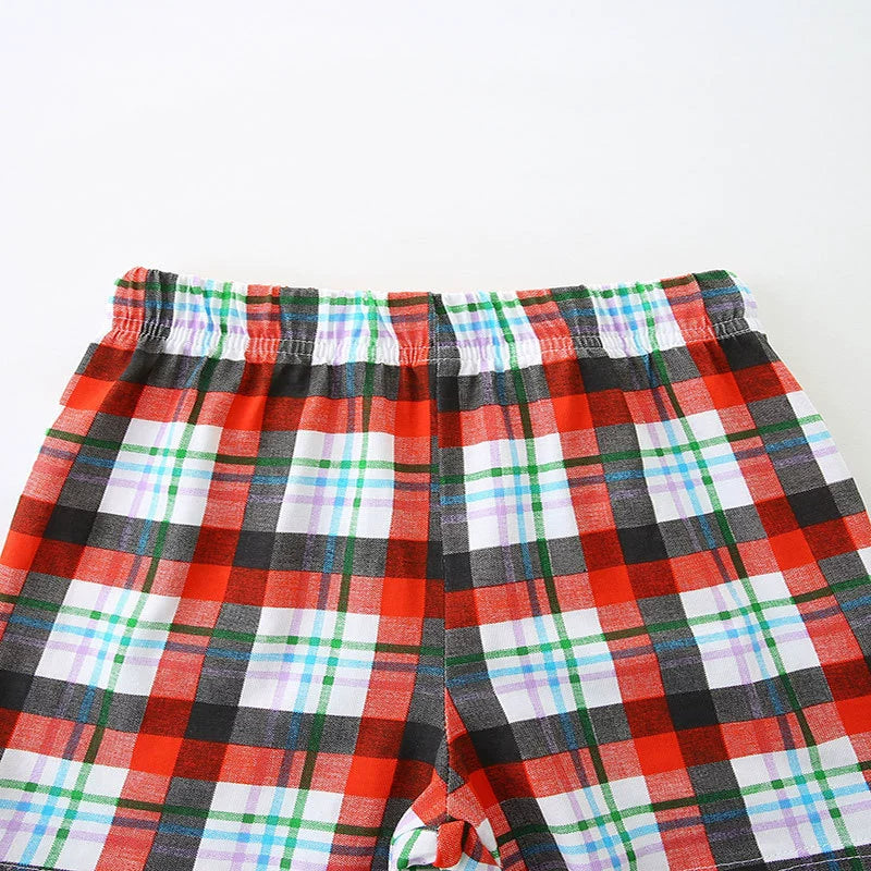 Baby Kids Cute Plaid and Letters Pattern Vest and Shorts