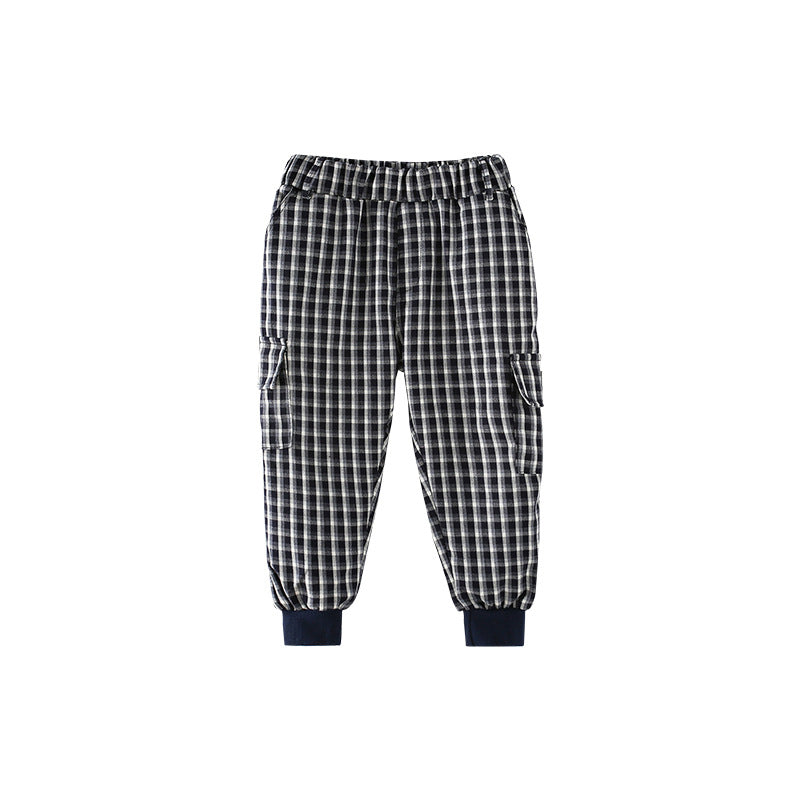 Baby Fashion Plaid Pattern Elastic Waist Design Casual Pants