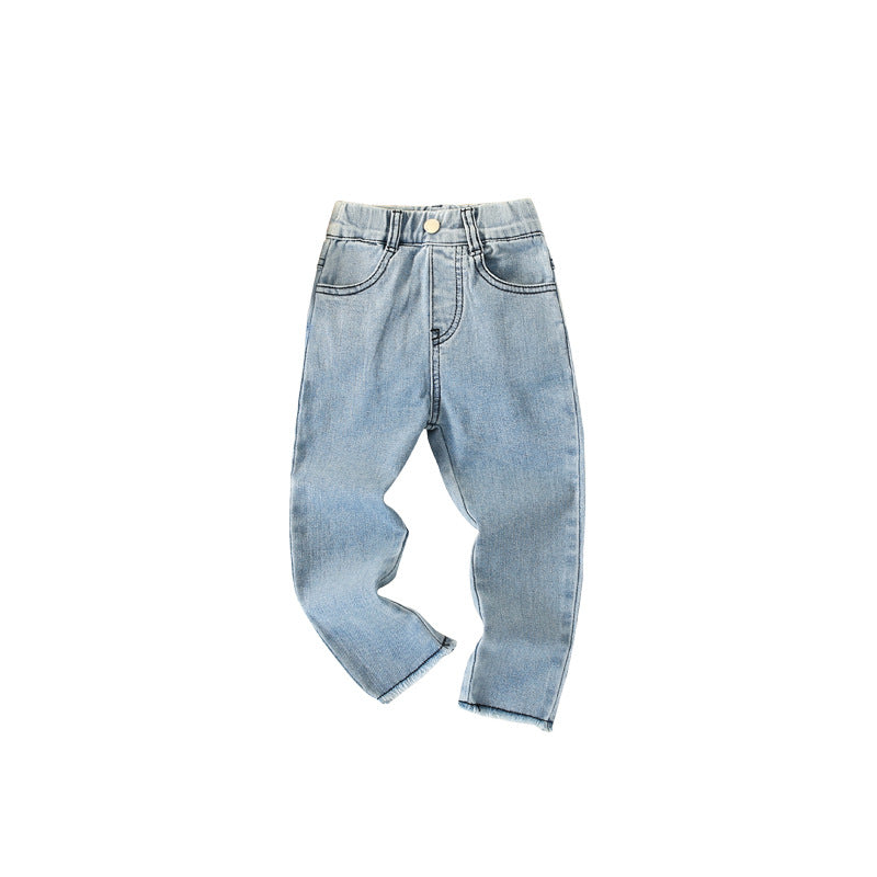 Baby Girl Solid Color Western Girl Fashion Denim Pants