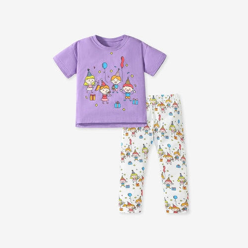 Baby Kids Cartoon Pattern T-shirt and Pants 2-Piece Clothing
