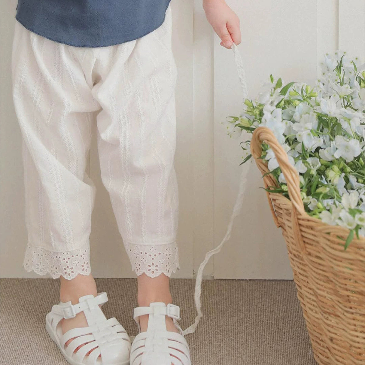 Kid's Girls Lace Decorated Plaid Pants