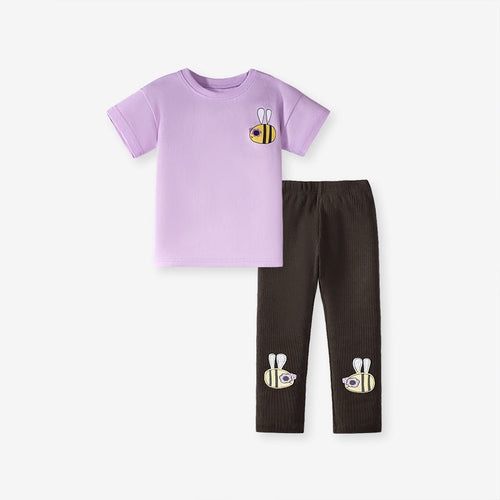Baby Kids Bees Cartoon Pattern T-shirt and Shorts Clothing Set