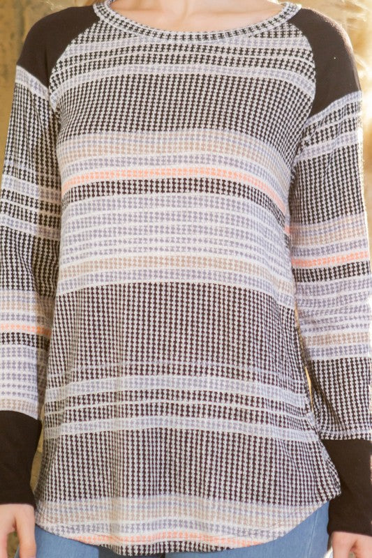 Textured Stripe Knit Top
