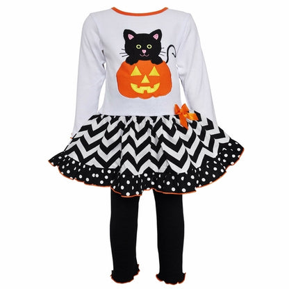 Halloween Orange Pumpkin & Black Cat Dress