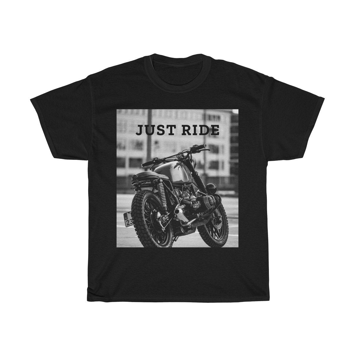 Motorcycle Just Ride Heavy Printed Cotton T-Shirt