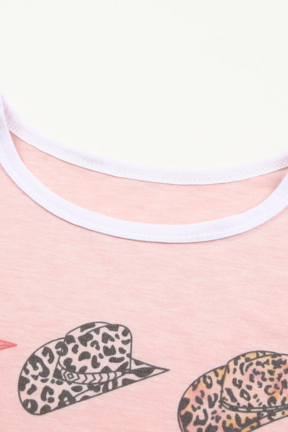Leopard Hat Print Short Sleeve T-Shirt & Shorts