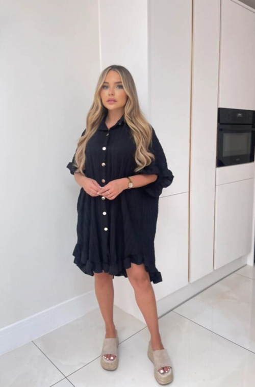 Ladies Ruffle Pleated Dress