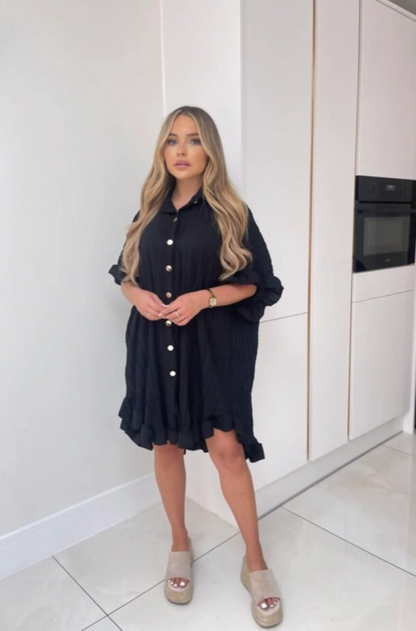 Ladies Ruffle Pleated Dress